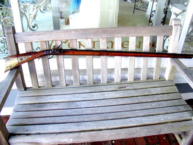 A Pennsylvania long rifle in original flintlock by Crupret Weaver of Lehigh County and dated 1834